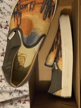 Vans Slip-On Sneakers in Sunset Orange & Blue